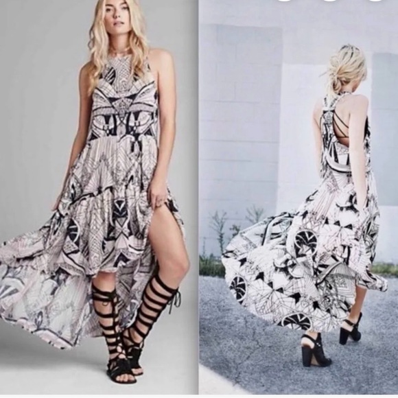 Free People Dresses & Skirts - FREE PEOPLE La Mar high low abstract print lightweight flowy sleeveless dress M